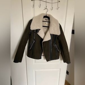 H&M Black and Cream Leather Jacket